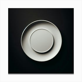 White Plate On Black Background 2 Canvas Print