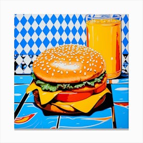 Blue Checkerboard Hamburger 1 Canvas Print