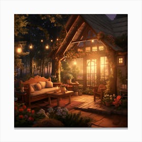 Cottage In The Woods Canvas Print