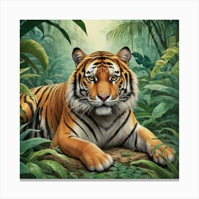 Tiger In The Jungle Art Print 2 Canvas Print