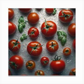 Tomatoes And Basil 1 Canvas Print