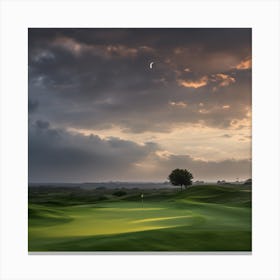 Golf Course At Sunset Canvas Print