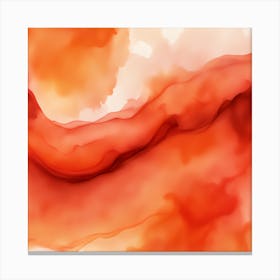 Beautiful red orange abstract background. Drawn, hand-painted aquarelle. Wet watercolor pattern. Artistic background with copy space for design. Vivid web banner. Liquid, flow, fluid effect. Canvas Print