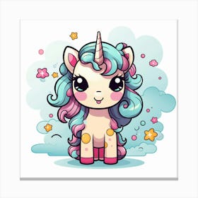 Unicorn With Rainbow Mane 44 Canvas Print