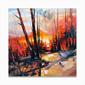 Fire in a Forest Canvas Print