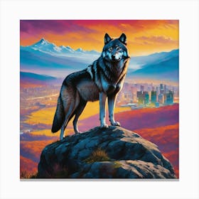 Wolf on a hill Canvas Print