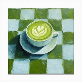 Matcha Latte Checkerboard Background 4 Canvas Print