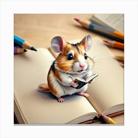 Hamster Reading A Book 2 Canvas Print