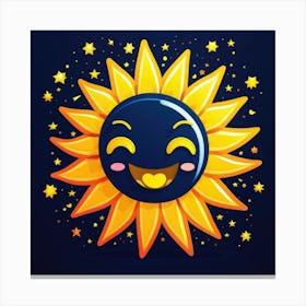 Lovely smiling sun on a blue gradient background 87 Canvas Print