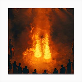 Group Of People Around A Fire Canvas Print