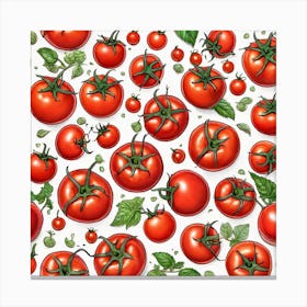 Seamless Pattern Of Tomatoes Canvas Print