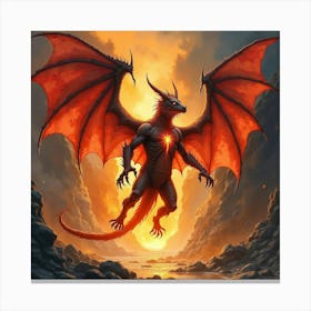 Watercolor Painting Of The Balrog, Wreathed In Flame, Roaring In Moria 1 Canvas Print