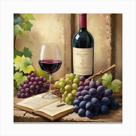 Wine And Grapes art print 3 Canvas Print