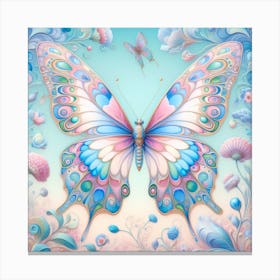 Butterfly in Soft Pastel Blues Canvas Print