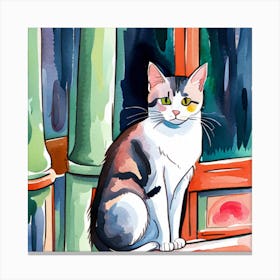 Watercolor Of A Cat Canvas Print