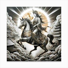 Chinese Goddess On Horseback Canvas Print