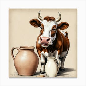 Cow And Jug Canvas Print