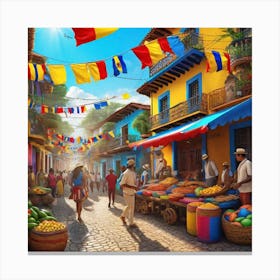 Street Market In Colombia Canvas Print