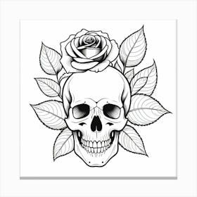 Skull And Roses Canvas Print