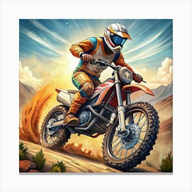 Dynamic Motocross Rider On A Mountain Trail Canvas Print