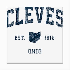 Cleves Ohio Oh Vintage Athletic Navy Sports Design Stampe su tela