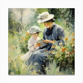 Mother And Daughter Reading 1 Canvas Print
