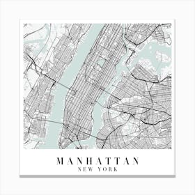 Manhattan New York Street Map Minimal Color Square Canvas Print