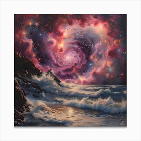 Galaxy At The Beach, Impressionism And Surrealism Canvas Print