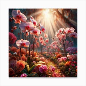 Orchids In The Garden Canvas Print