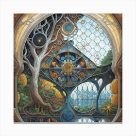 A wonderful artistic painting on stained glass 5 Canvas Print