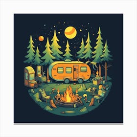 Camper In The Woods Canvas Print