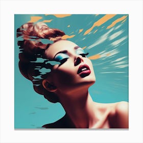 Swimming Retro Style Canvas Print