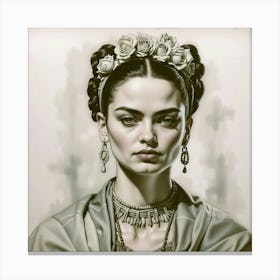 Chalk Painting Of Frida Kahlo Canvas Print