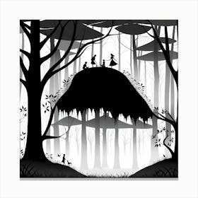 Create A Monochromatic Artwork That Delves Into The Mysterious Shadows Of An Enchanted Forest Emplo 439546787 Canvas Print