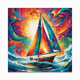 Sailboat In The Ocean Canvas Print