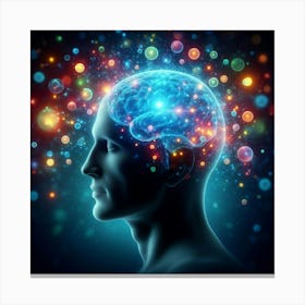 Man'S Head With Glowing Lights Canvas Print