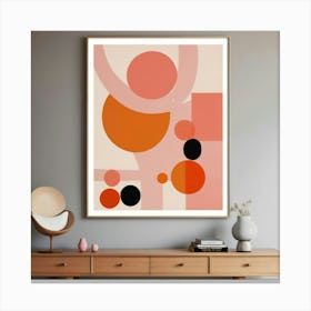 Mid Century Modern Abstract Pink Orange Art Print 3 Canvas Print