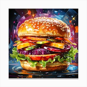 Modern Feast Burger Art Canvas Print