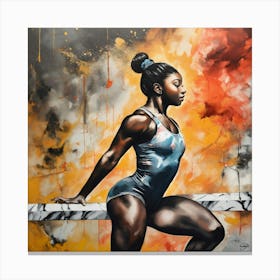 Simone Biles Gymnast On Charcoal Canvas Print