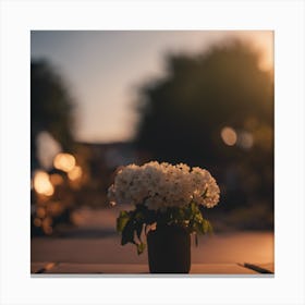 Flowers In A Vase At Sunset Canvas Print