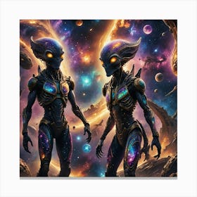 Aliens In Space Canvas Print