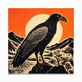 Retro Bird Lithograph California Condor 3 Canvas Print