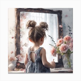 Little Girl In A Mirror 1 Canvas Print