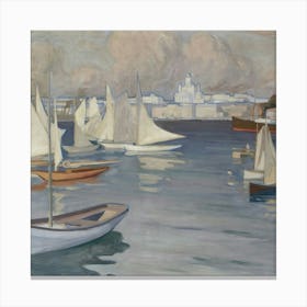 Sailboats In The Harbor Canvas Print