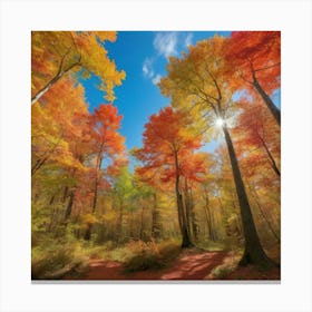 Autumn Forest Paintings Art Print 4 Canvas Print