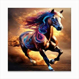 Horse With Colorful Mane Canvas Print