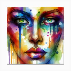 Colorful Face Of A Woman 1 Canvas Print