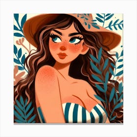 Beautiful Girl With Hat Canvas Print