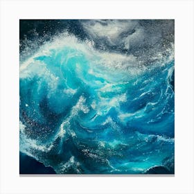 Midnight Waves Square Canvas Print