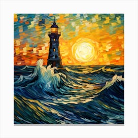 Lighthouse At Sunset 6 Canvas Print